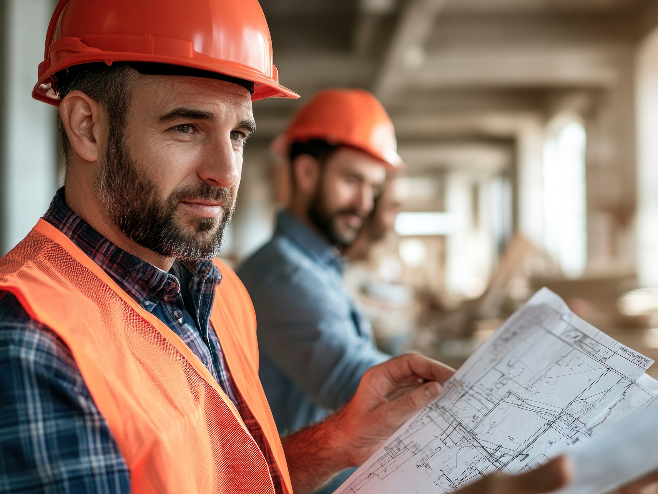 Contractor Reviewing Plans