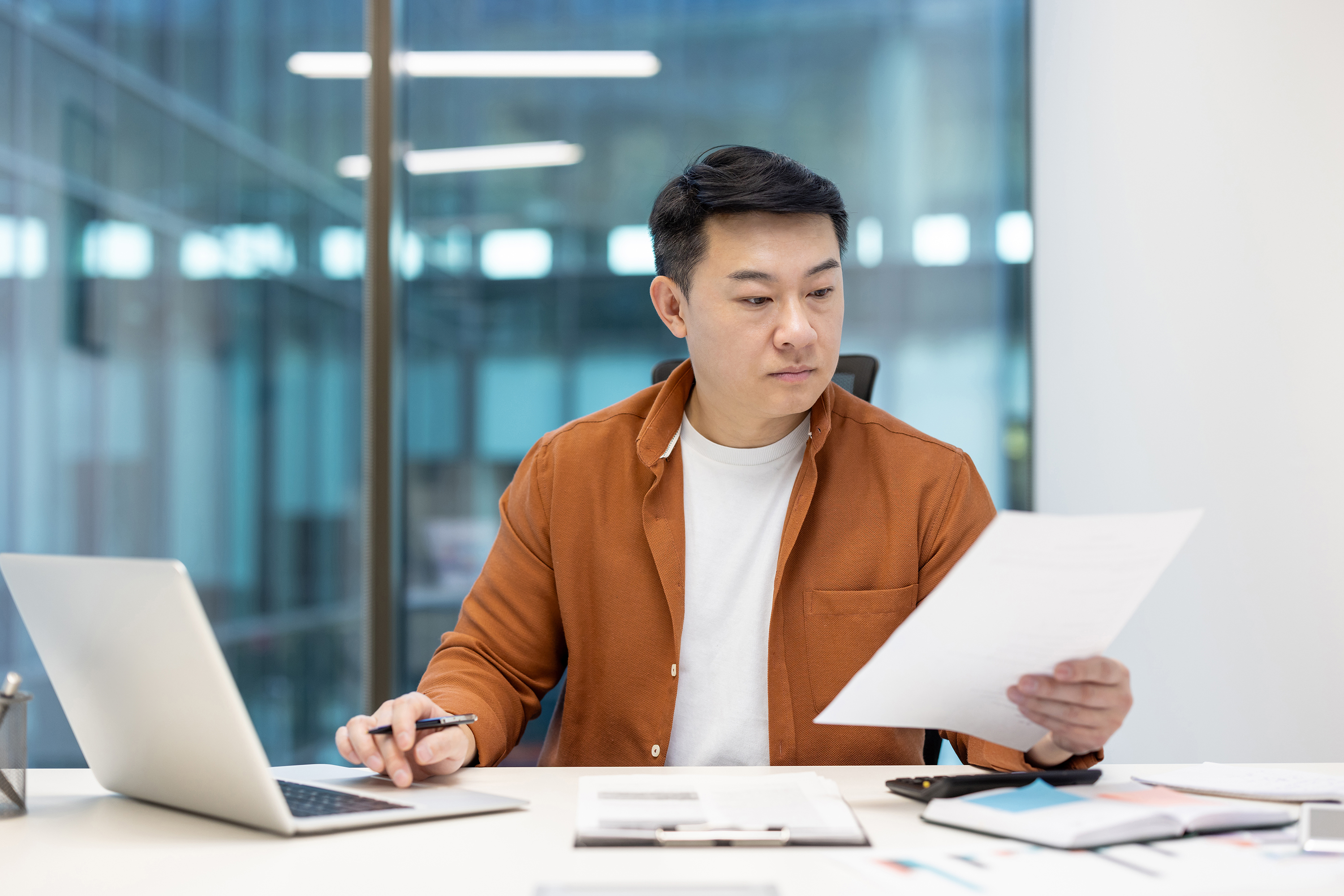 Man Working at Laptop